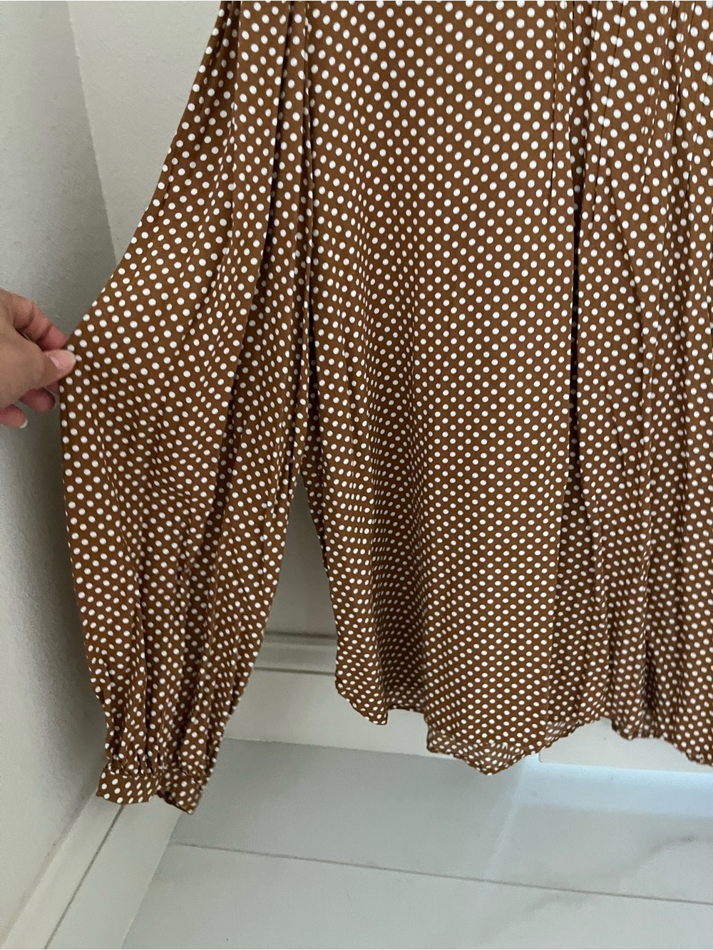 LOFT Brown Polka Dot Long-Sleeve Blouse - Picture 7 of 9